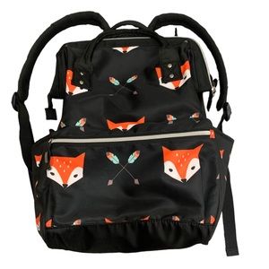 Merrysugar Cartoon Fox🦊 Black backpack , travel bag and diaper bag large 🎒